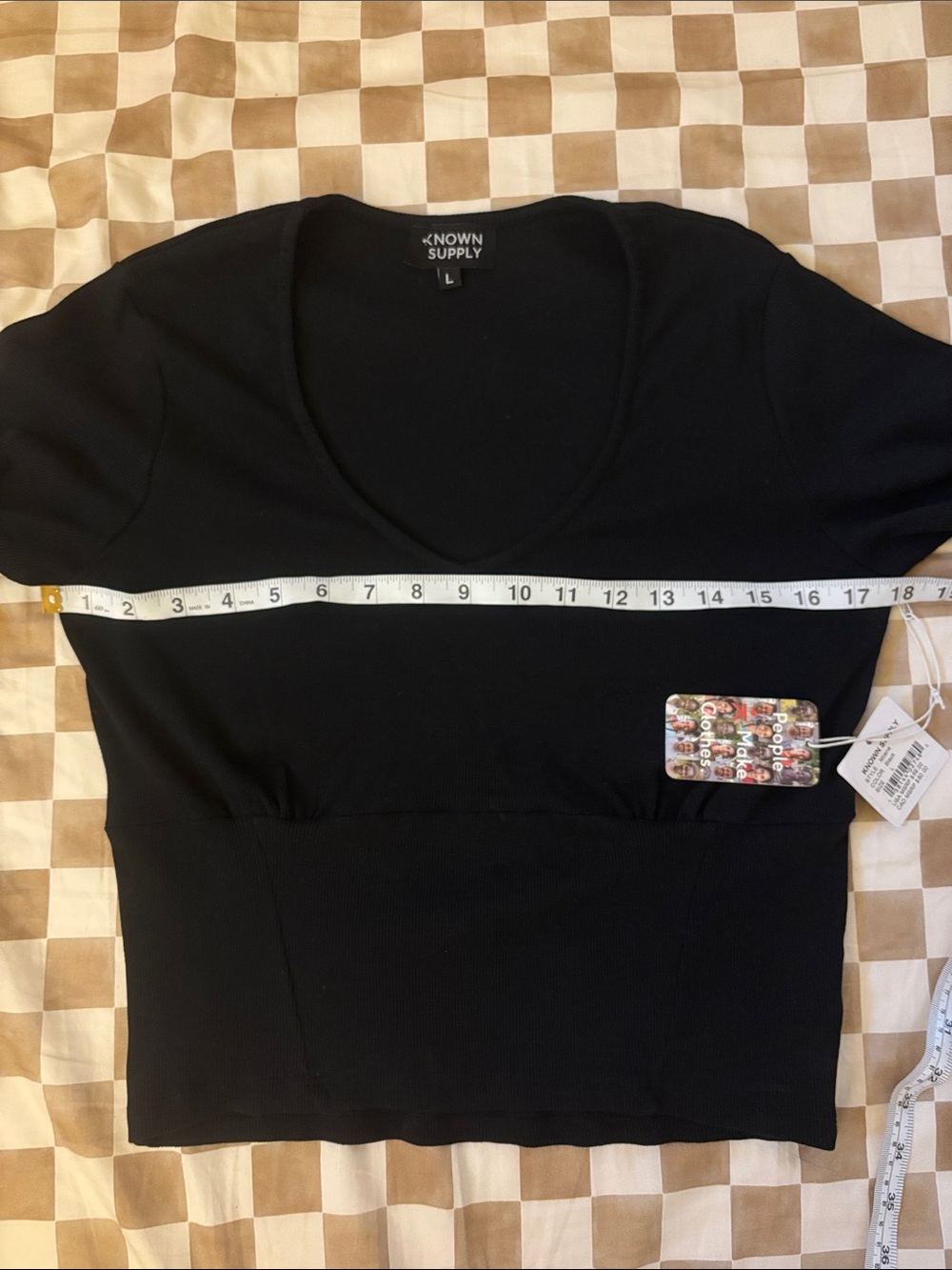 Known Supply Long-Sleeve V-Neck Black Women's Top Size L - Picture 4 of 6